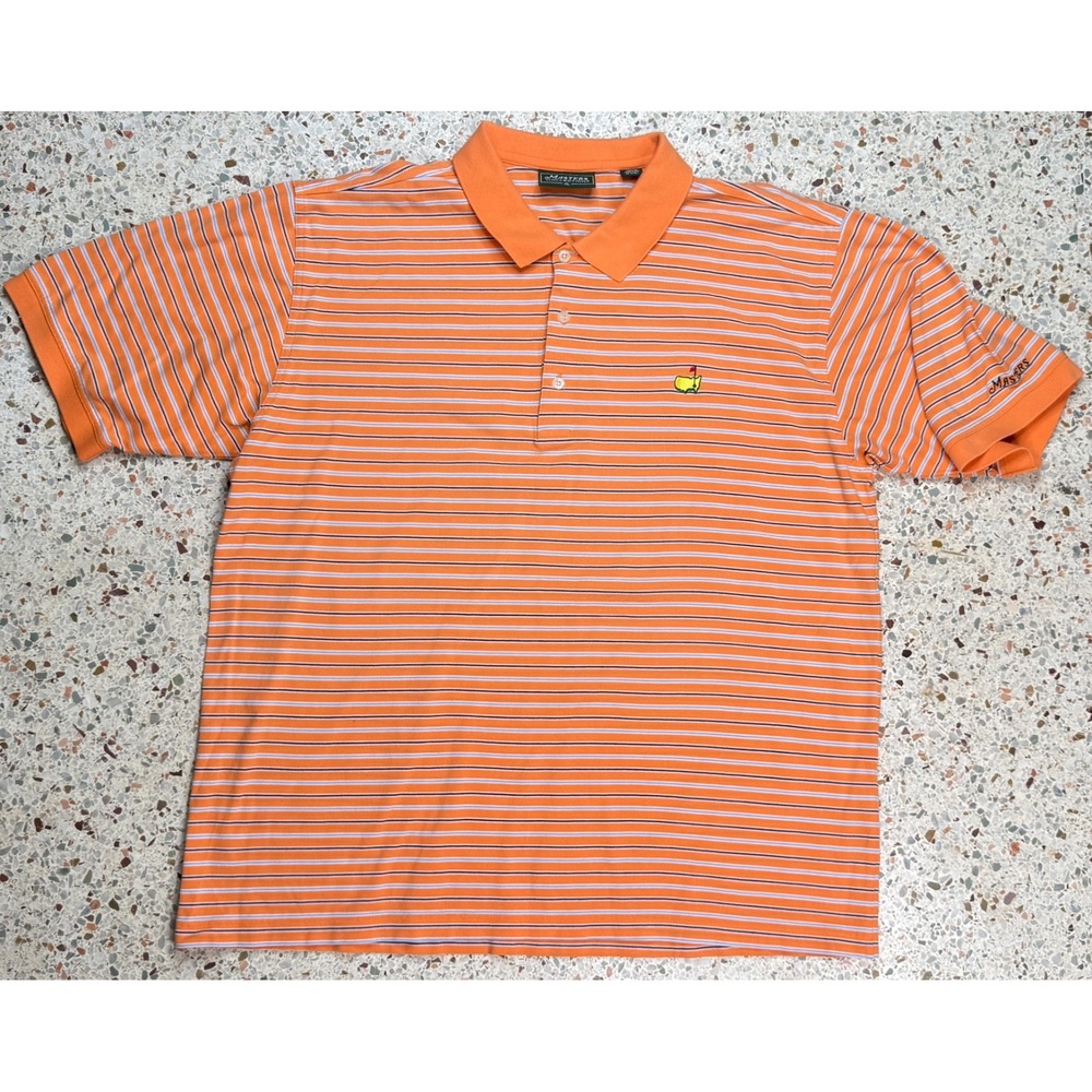 Masters Collection Vtg Men's Striped Embroidered Striped Golf Polo Shirt Size XL